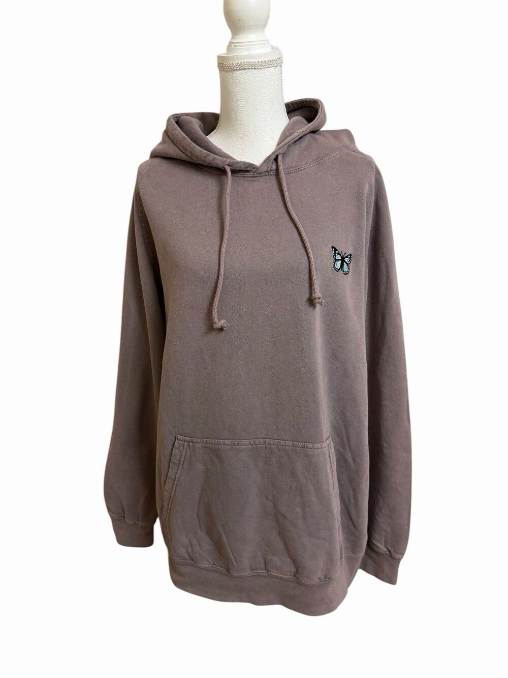 NWOT Dalix Women's XL Butterfly Midweight Fleece Mineral Washed Hoodie Zinc